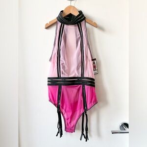 BNWT Oh la la Cheri COLLARED TEDDY WITH ELASTICS AND GARTER STRAPS  💖  🖤